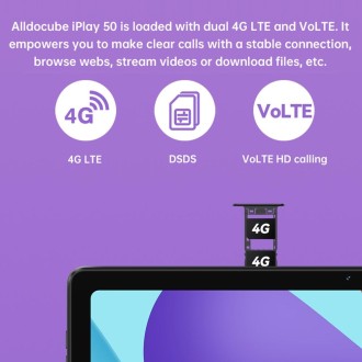 ALLDOCUBE iPlay 50 4G LTE Tablet, 10.4 inch, 6GB+128GB, Android 12 UNISOC T618 Octa Core 2.0GHz, Support GPS & BT & Dual Band Wi