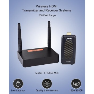 Measy FHD656 Mini 1080P HDMI 1.4 HD Wireless Audio Video Transmitter Receiver Extender Transmission System, Transmission Distanc