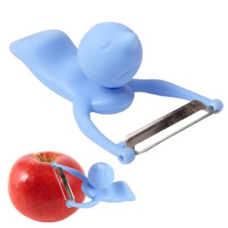 Men Shaped Fruit Vegetable Kitchen Blade Peeler with Durable ABS Handle(Blue)