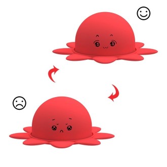 Double Expression Flip Dolls Octopus Silicone Unzip Toys, Height: 4.9cm(Red)