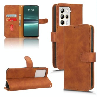 For HTC U23 Pro Skin Feel Magnetic Flip Leather Phone Case(Brown)