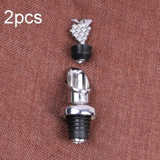 2pcs Zinc Alloy Red Wine Cork Wine Stopper Drink Bar Tool Grape Type