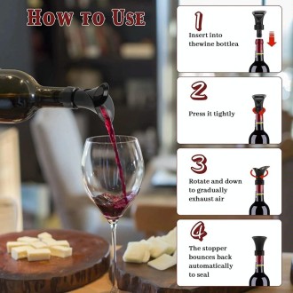 2-in-1 Red Wine Cacuum Stopper Wine Pourer Quick Sobering Device(Black Petal Type)