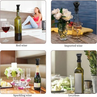 2-in-1 Red Wine Cacuum Stopper Wine Pourer Quick Sobering Device(Black Petal Type)