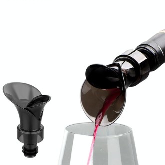 2-in-1 Red Wine Cacuum Stopper Wine Pourer Quick Sobering Device(Black Petal Type)