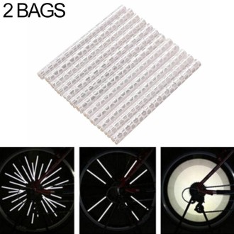 2 Bags Bicycle Mountain Bike Riding Wheel Rim Spoke Mount Clip Tube Warning Light Strip Outdoor Reflector(Silver)