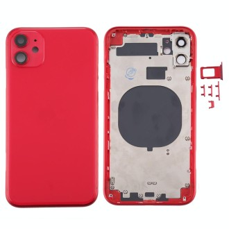 Back Housing Cover with SIM Card Tray & Side keys & Camera Lens for iPhone 11(Red)