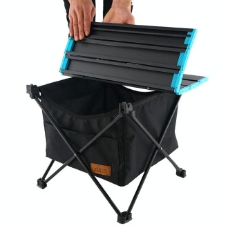 CLS Outdoor Folding Picnic Table Storage Hanging Bag Portable Invisible Pocket Storage Hanging Pocket,Style: Black Table + Small