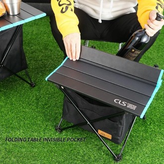 CLS Outdoor Folding Picnic Table Storage Hanging Bag Portable Invisible Pocket Storage Hanging Pocket,Style: Black Table + Small