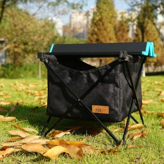 CLS Outdoor Folding Picnic Table Storage Hanging Bag Portable Invisible Pocket Storage Hanging Pocket,Style: Black Table + Small