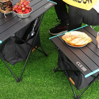 CLS Outdoor Folding Picnic Table Storage Hanging Bag Portable Invisible Pocket Storage Hanging Pocket,Style: Black Table + Small