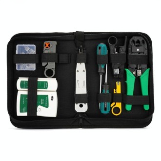 Three-purpose Network Cable Clamp Tester Hand Tool Set Home Network Repair Kit, Style:12 in 1