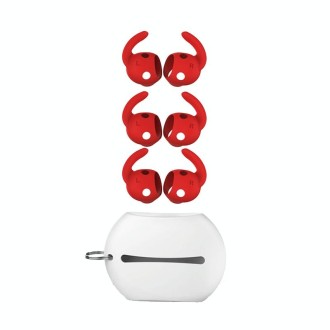 For Beats Studio Buds AhaStyle PT172 Earphone Silicone Ear Caps, Style: Earcap x 3+Case (Red)