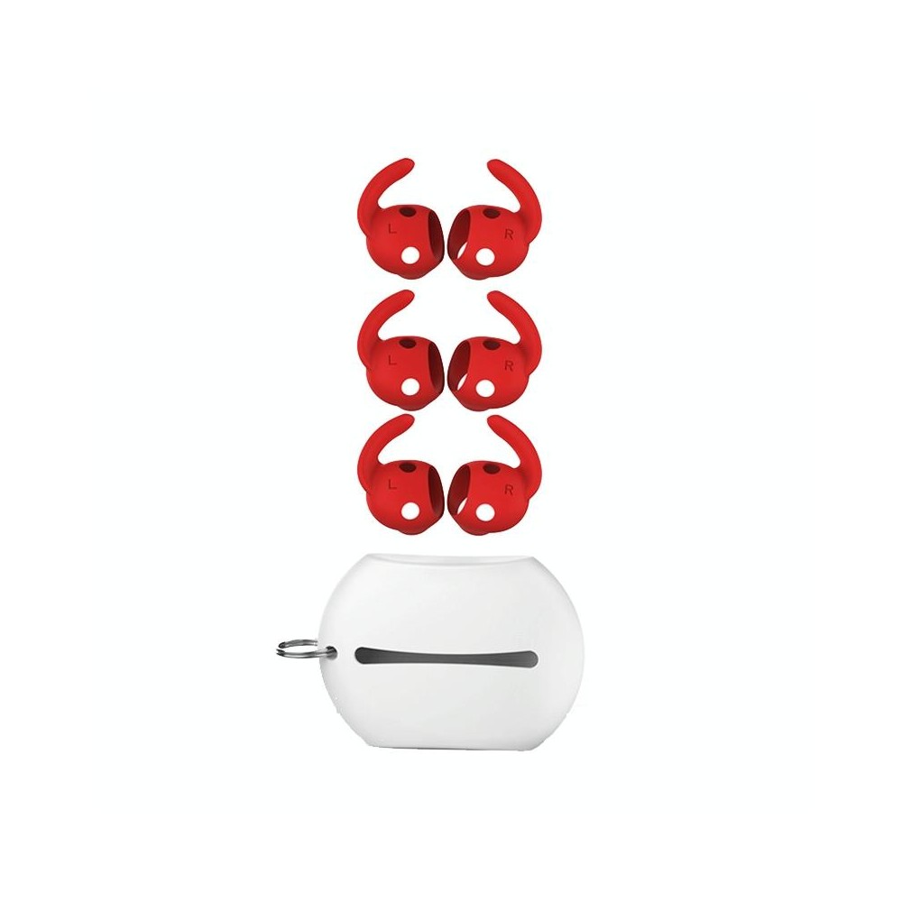 For Beats Studio Buds AhaStyle PT172 Earphone Silicone Ear Caps, Style: Earcap x 3+Case (Red)