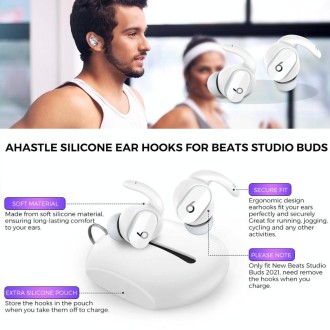 For Beats Studio Buds AhaStyle PT172 Earphone Silicone Ear Caps, Style: Earcap x 3+Case (Red)