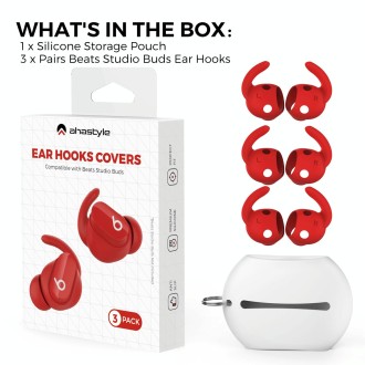 For Beats Studio Buds AhaStyle PT172 Earphone Silicone Ear Caps, Style: Earcap x 3+Case (Red)