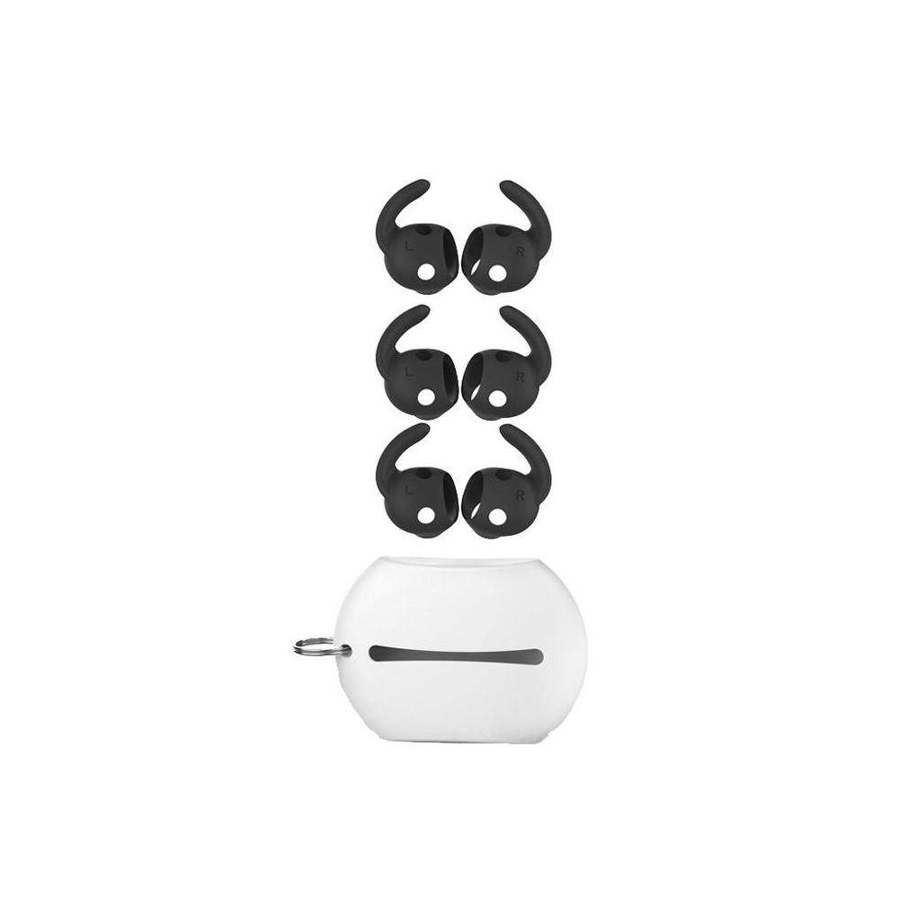 For Beats Studio Buds AhaStyle PT172 Earphone Silicone Ear Caps, Style: Earcap x 3+Case (Black)