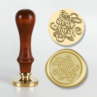 English Letters Series Fire Lacquer Seal Toxca Handle+Brass Seal Head(YW-02 Best Wishes)