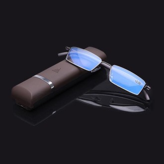 Lightweight Anti-blue Light Presbyopic Glasses Senior Clear Glasses With Case, Degree: 2.00(Brown)