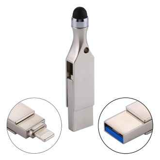 RQW-10E 2 in 1 USB 2.0 & 8 Pin 16GB Flash Drive with Stylus Pen, for iPhone & iPad & iPod & Most Android Smartphones & PC Comput