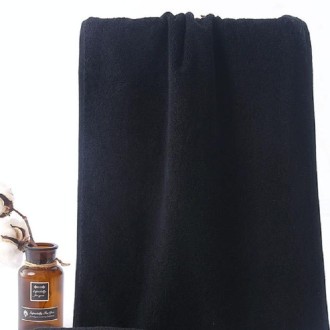 Cotton Thick Face Towel Large Bath Towel Beauty Nail Makeup Tablecloth, Specification:Thick Towel 35x75 cm(Black)