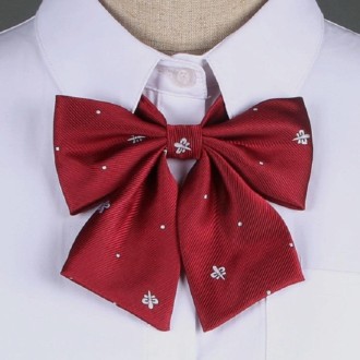 Jacquard Pattern Embroidered Uniform Bow Tie Clothes Accessories(Dark Red)