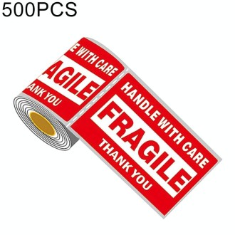 500 PCS Self-adhesive Outer Box English Warning Sticker Fragile Label, Size: 76x127mm