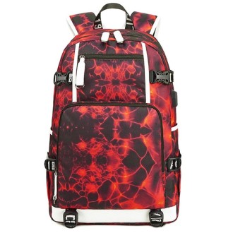 6101-5 Printed Backpack Large Capacity Computer Backpack Waterproof Student School Bag(Geometric Red)