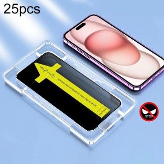 For iPhone 15 25pcs Anti-peeping Fast Attach Dust-proof Anti-static Tempered Glass Film