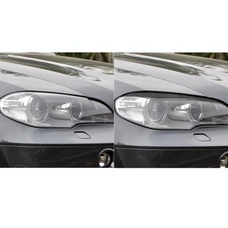 2 PCS / Set Carbon Fiber Car Lamp Eyebrow Decorative Sticker for BMW X5/E70 2010-2012, Drop Glue Version