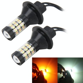 2 PCS 7440 5W 450LM 60LEDs DC 12V SMD-4014 Car Auto Brake Light Turn Signal Lights Car Source Set(White Light+Yellow Light), Cab