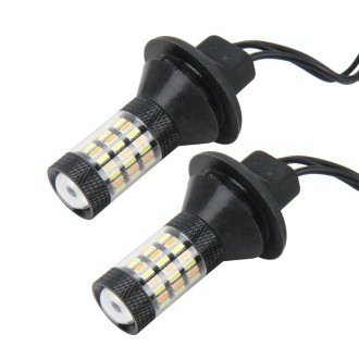 2 PCS 7440 5W 450LM 60LEDs DC 12V SMD-4014 Car Auto Brake Light Turn Signal Lights Car Source Set(White Light+Yellow Light), Cab