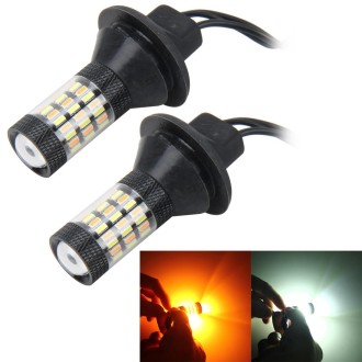 2 PCS 3156 5W 450LM 60LEDs DC 12V SMD-4014 Car Auto Brake Light Turn Signal Lights Car Source Set(White Light+Yellow Light), Cab