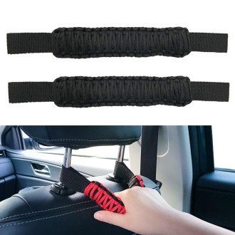 2 PCS Car Rear Handle SUV Modified Umbrella Rope Braided Handle(1070B Black)