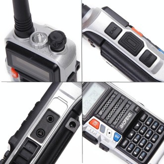 Baofeng BF-UV5R Plus S9 FM Interphone Handheld Walkie Talkie, US Plug (Silver)