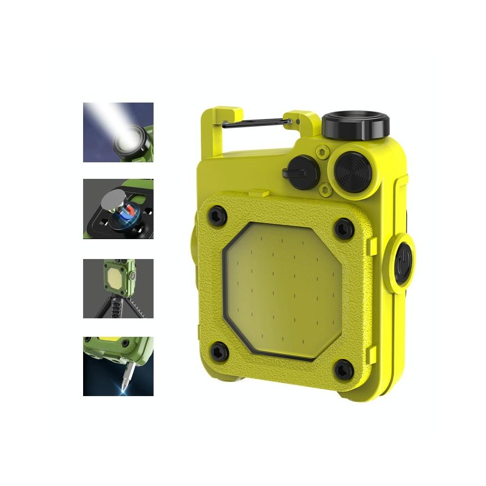 Mini Keychain COB Flashlight USB Rechargeable Magnetic Work Light For Outdoor Camping(Yellow)