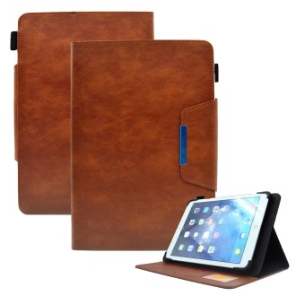 For 7 inch Suede Cross Texture Magnetic Clasp Leather Tablet Case(Brown)