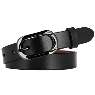 ZK--052 Soft and Wear-resistant Fine Cowhide Belt with Pin Buckle, Length: 100cm(Black)