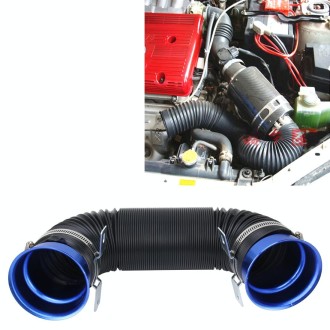 Car Auto Universal Tube Air Filter Adjustable Cold Air Injection Intake System Pipe Without Air Filter(Blue)