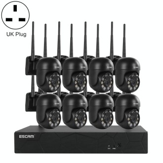 ESCAM WNK618 3.0 Million Pixels 8-channel Wireless Dome Camera HD NVR Security System, Support Motion Detection & Two-way Audio 