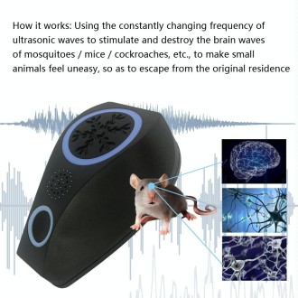 Snowflake Ultrasonic Mosquito Repellent Mouse Repellent, Specification: EU Plug(Black)