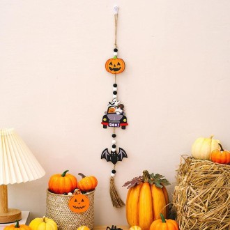 Halloween Home Party Bead Hanging Tag Holiday Scene Decoration Props(Car Bat)