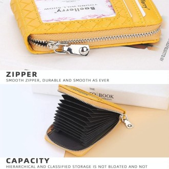 Baellerry Large Capacity Woven Organ Card Holder Thin Zipper Coin Purse(Black)