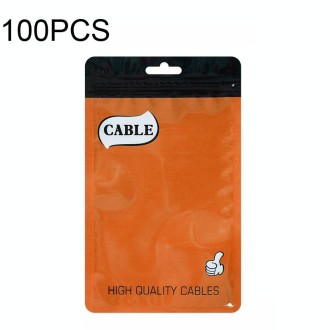 100 PCS Thumb Type Data Cable Packaging Bag Thickened Plastic Ziplock Bag  10.5 x 15cm(Orange)