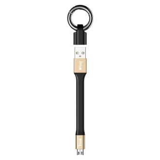 IVON CA90 3.1A Max USB to Micro USB Portable Data Cable with Ring, Length: 14.5cm (Champagne Gold)