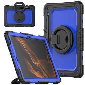 For Samsung Galaxy Tab S8+ / S7+ Bracelet Holder Silicone + PC Tablet Case(Dark Blue)