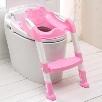 Baby Potty Toilet Chair Training Seat With Adjustable Ladder Infant Anti Slip Folding Toilet Trainer Safety Seats(Pink)