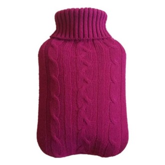 Hot Water Bottle Solid Color Knitting Cover (Without Hot Water Bottle) Water-filled Hot Water Soft Knitting Bottle Velvet Bag(Wi