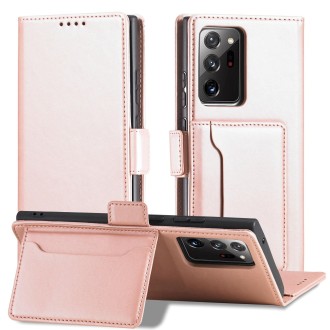 For Samsung Galaxy Note20  Strong Magnetism Liquid Feel Horizontal Flip Leather Case with Holder & Card Slots & Wallet(Rose Gold