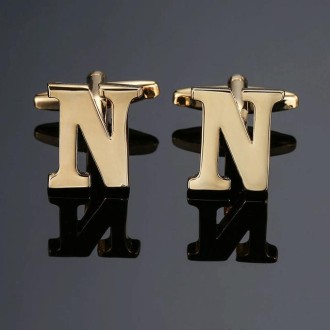 1 pair gold letters A-Z name Cufflinks men French shirt Cufflinks(N)